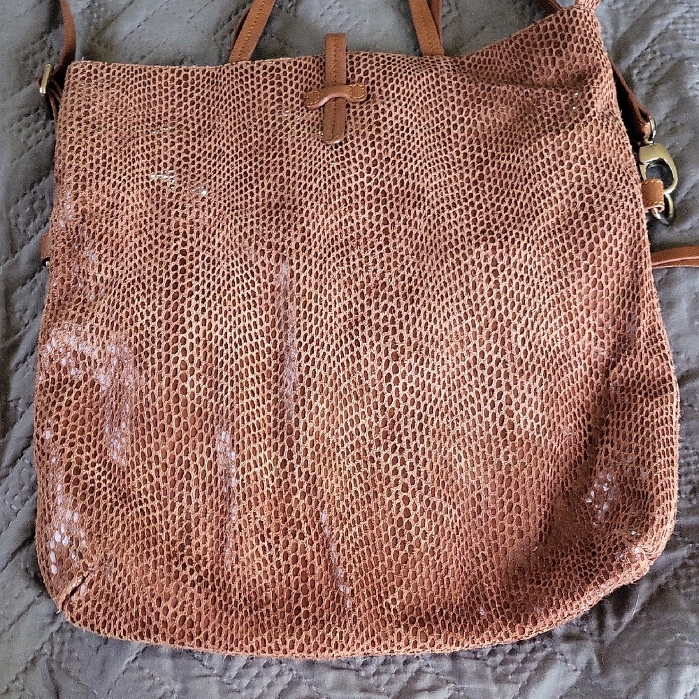 Sorial Tan Textured Snakeskin-Effect Crossbody Bag